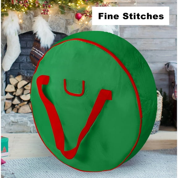 Christmas Wreath Storage Container - 25 Inch Wreath Bag for Artificial Wreaths - Green