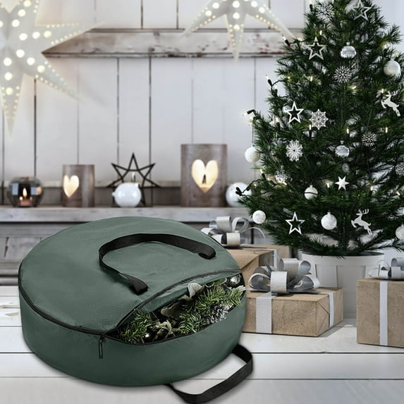 Christmas Wreath Storage Container, 30 in Waterproof Christmas Storage with Secure Zipper, Reinforced Carry Handles, Year-Round Protection for Christmas Garland & Holiday Decor