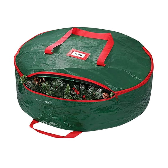 Christmas Wreath Storage Container Fabric Storage For Holiday Artificial Christmas Wreaths Storage Case,Green,Pe