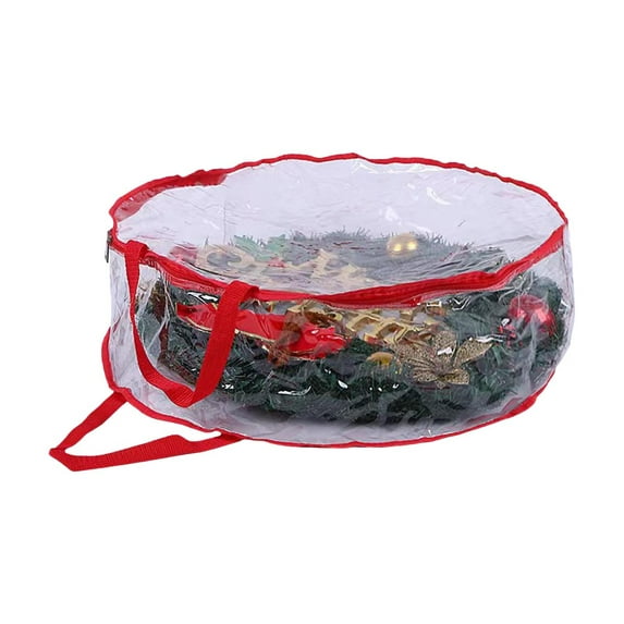 Christmas Wreath Storage Container with Durable Handle and Zipper for Holiday Organization and