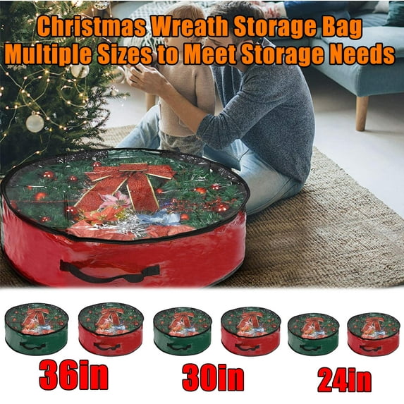 Christmas Wreath Storage, Holiday Decoration Organizer, Clear View Window and Durable Fabric, for Seasonal Wreath Protection, Homeowners and Holiday Decorators