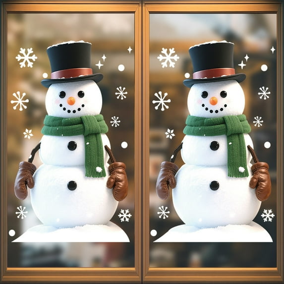 Christmas Wreath Window Stickers, Large Static Cling Decals for Glass Door Shop Decoration(I)