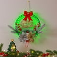Christmas Wreath With Bow Ribbon, Simulated Red Pines Needles And