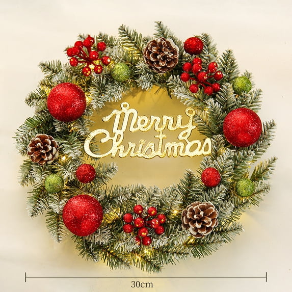 Christmas Wreath With Light Garland With Ornament Christmas Decoration Christmas Tree Decoration Front Door New Year Home Dector