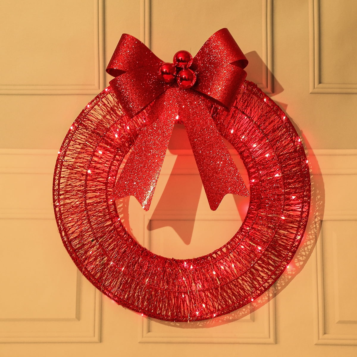 Christmas Wreath for Front Door, 12/16/20inch Metal Lighted Christmas