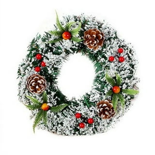 17 White Wreath for Front Door Dogwoods Winter Wreath Hanging Welcome Sign  Artificial Flower Wall Decoration for Winter Xmas Christmas Party 