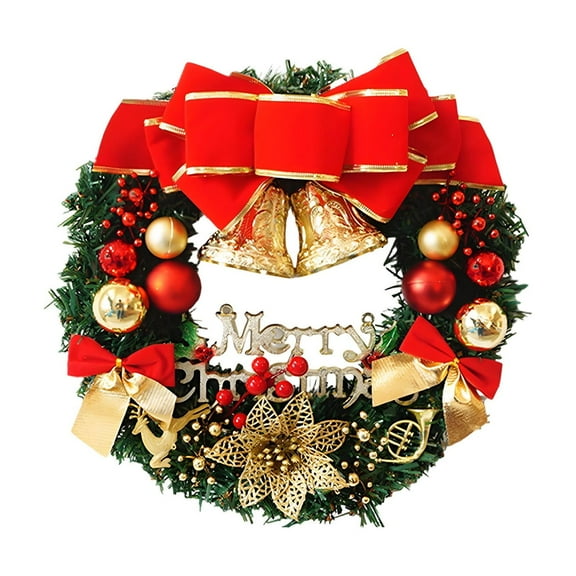 Christmas Wreath for Front Door, Red PVC Holiday Wall Hanging Decor for Indoor Outdoor Entryway Decorations(A)