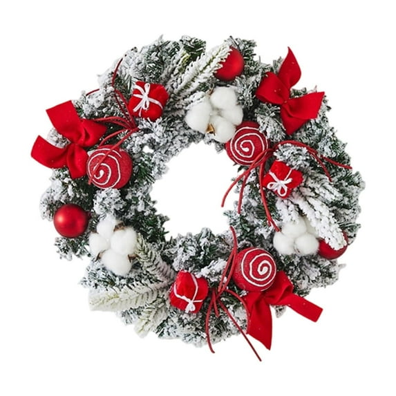 Christmas Wreath for Front Door, Red PVC Holiday Wall Hanging Decor for Indoor Outdoor Entryway Decorations(Red)