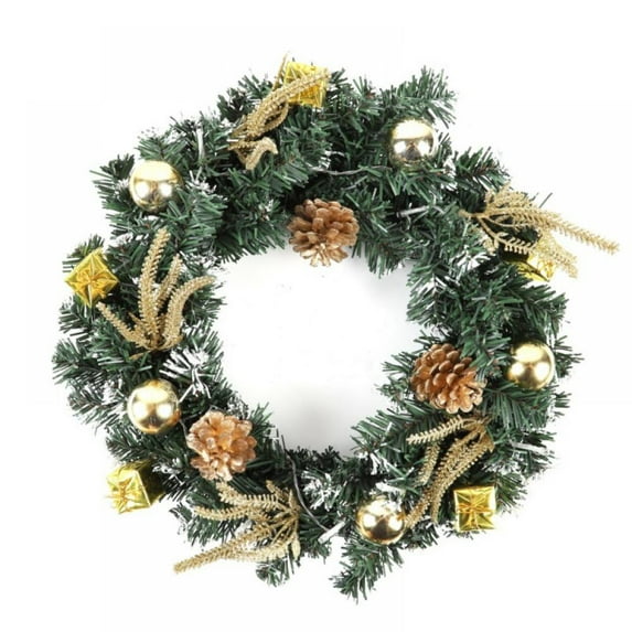 Christmas Wreath with Battery Powered LED Light String Ambient Light Wreath Front Door Hanging Garland Holiday Home Decorations
