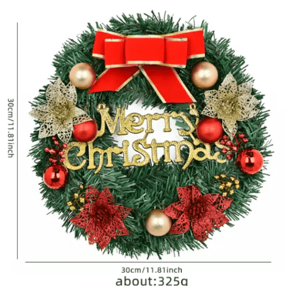 Christmas Wreath with Lights Artificial Wreath for Front Door Home Farmhouse Decorations Faux Green Winter Wreath for Window Indoor Outdoor Design 3
