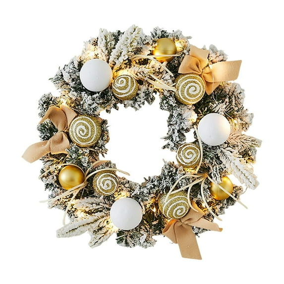 Christmas Wreath with Luminous Light Strip - 12"/16"/20" Sizes, Premium Needles/Red Branches for Christmas Front Door Decor & Christmas Home Decor