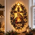 Christmas Wreath with Nativity Scene Star of Bethlehem Cross Lighted ...
