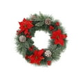 thumbnail image 1 of Christmas Wreath - with Red Artificial Poinsettia Flowers and Pine Cones Berries, for Door Wall Window Fireplace Home Holiday Decorations, 1 of 6