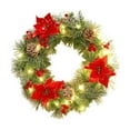thumbnail image 1 of Christmas Wreath - with Red Artificial Poinsettia Flowers and Pine Cones Berries, for Door Wall Window Fireplace Home Holiday Decorations, 1 of 6