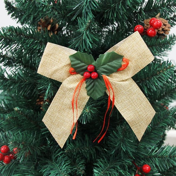Christmas Wreaths Bows with Pinecones Needles Xmas Decorations Bows Natural Christmas Tree Bows for Holiday Decoration or DIY Crafts, 6.29x5.9 Inches