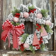 thumbnail image 1 of 16 Inch Real Touch Christmas Cedar Wreath Artificial Cedar Wreaths for Front Door Winter Faux Green Fake Pine Cypress Wreath with Red Bow for Window Outdoor Indoor Wall, 1 of 9