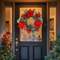 Christmas Wreaths for Front Door,Christmas Wreath,Christmas Wreath Indoor And Outdoor Christmas Decoration Winter Wreath Christmas Flower And Golden Ball Christmas Wreath(C 12in)