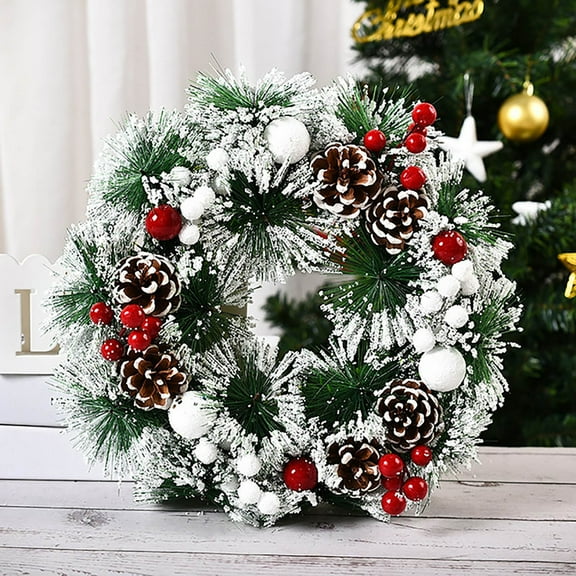 Christmas Wreaths for Front Door,Holiday Christmas Teng Strip Venue Layout,Christmas Wreath,Artificial Christmas Wreaths,Pine Cones and Pine Needles,Xmas Wreath(1pc 13in)