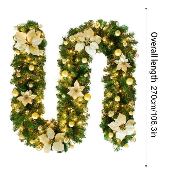Christmas Wreaths for Front Door Hwkond 9ft Christmas Garland With LED Lights Battery Operated Pre-Lit Artificial Garland For Christmas Decor Stairs Wall Door Indoor Outdoor Up to 60% Off