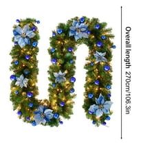 Christmas Wreaths for Front Door Hwkond 9ft Christmas Garland With LED Lights Battery Operated Pre-Lit Artificial Garland For Christmas Decor Stairs Wall Door Indoor Outdoor Up to 60% Off