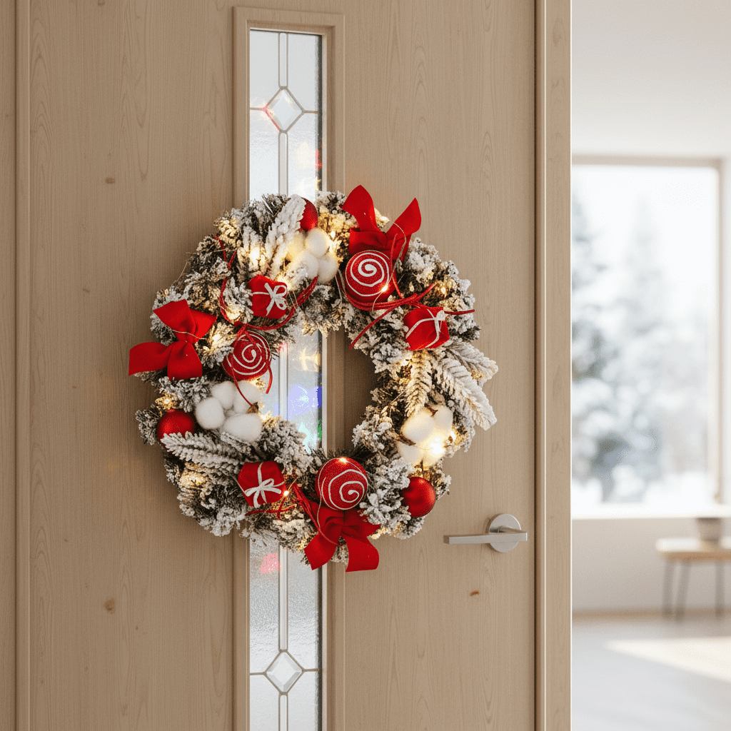 Christmas Wreaths for Front Door, Outdoor Xmas Wreath with Lights ...