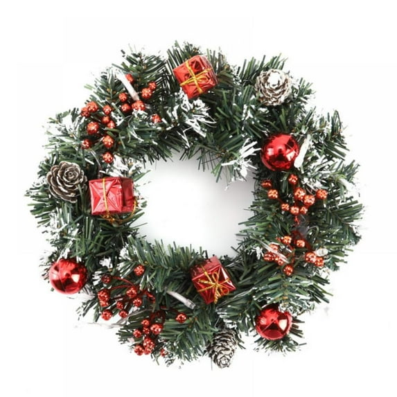 Christmas Wreaths Garlands Swags for Front Door Hanger Outdoor with Battery Powered LED Light String Hanging Garland Holiday Home Decorations 10"