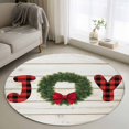thumbnail image 1 of Christmas Wreaths Round Rug 3ft Washable Circle Entryway Rugs Non Slip Winter Bow Plaid Farmhouse Wooden Grain Area Rug Indoor Floor Carpet for Bedroom Kitchen Living Room Office Dining Room Nursery, 1 of 8