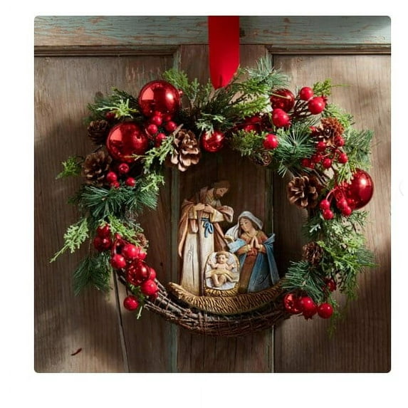 Christmas Wreaths for Front Door,Holiday Decorations Garland for Indoor Outdoor Home Party Hanging Decorations Wreath(16 inch)