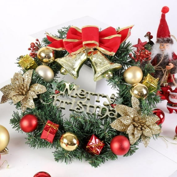Christmas Wreaths for Front Door, Winter Wreath with Pine Cone, Red Berries, Burlap Ribbon & Snowflake, Holiday Outdoor Wreath Decorations
