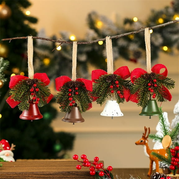 Christmas Wrought Iron Hanging Ornament with Holly Berries Rope Wall Door Pendant Xmas Tree Festival Decoration for Home and Party