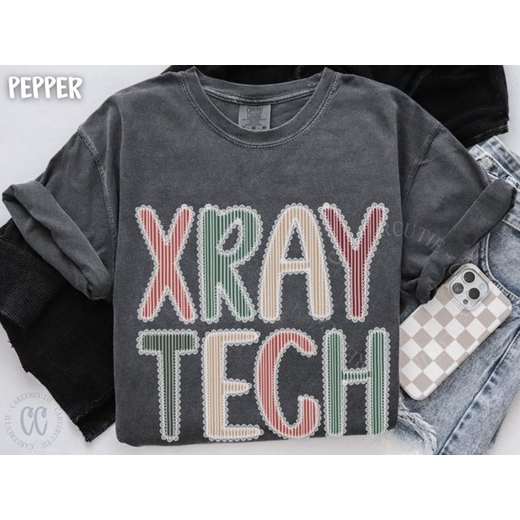 Christmas XRay Tech Shirt Preppy XRay Technologist Tshirt Seersucker Lace X Ray Tech Tee C