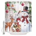 thumbnail image 1 of Christmas Xmas Shower Curtain, 36" x 72", Tree Snowman Deer Bird Red Balls Waterproof Bathroom Curtain Washable Shower Curtain Set with 12 Hooks, 1 of 6