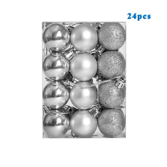 Christmas Xmas Tree Ball Bauble Set of 24, 1.3" Color Shatterproof Hanging Ball Decoration, Home Party Ornament Decor Gifts for Family Festival Wedding