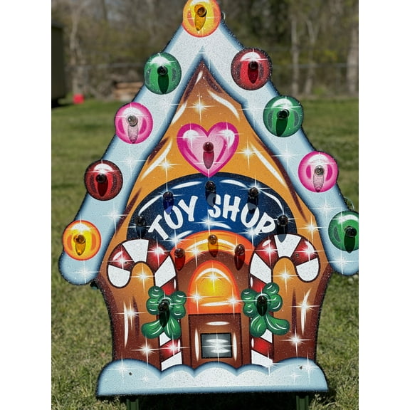 Christmas Yard Art Gingerbread Toy Shop House