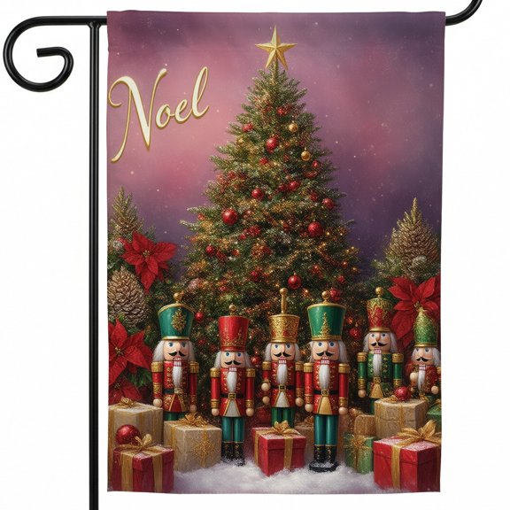 Christmas Yard Flag,A group of nutcrackers standing in front of a Christmas tree,Christmas Flag 28 x 40 Double Sided,Outdoor Flag,Yard Decor for Christmas