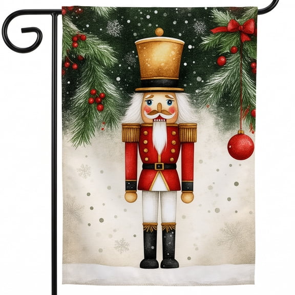 Christmas Yard Flag,A nutcracker standing in front of a christmas tree,Christmas Flag Large,Funny Flag for Outside,Christmas Decor Outside