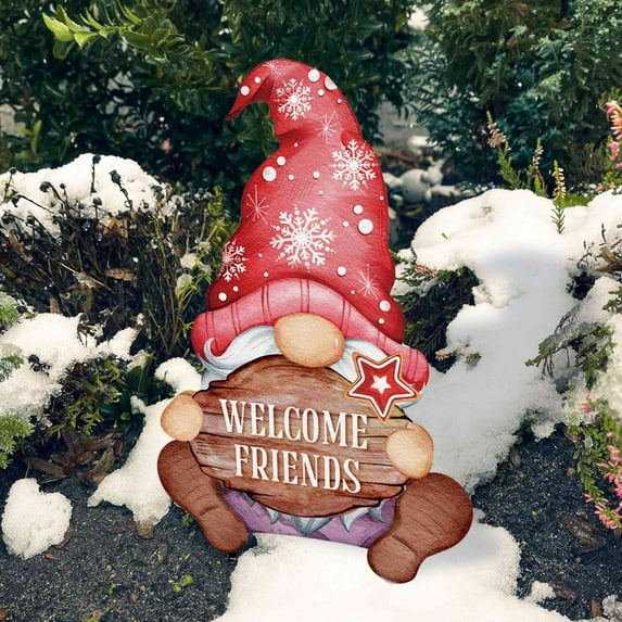 Christmas Yard Signs, Metal Gnome Santa Claus Reindeer Angel Stakes, Xmas Decorative Garden Stakes for Holiday Yard Lawn Outdoor Decoration