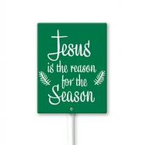 Christmas Yard Signs with Metal Stakes, 7×8.8 Inch Christmas Decorations Outdoor Yard, Jesus Is The Reason For The Season Holiday Xmas Garden Yard Supplies for Winter Party Outdoor Front Yard Lawn