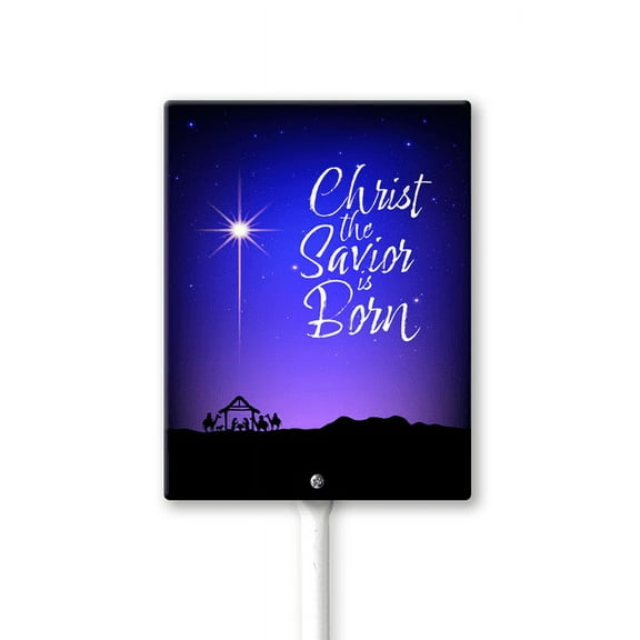 Christmas Yard Signs with Metal Stakes, 8×12 Inch Christmas Decorations Outdoor Yard, Christ The Savior Is Born Holiday Xmas Garden Yard Supplies for Winter Party Outdoor Front Yard Lawn