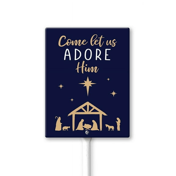 Christmas Yard Signs with Metal Stakes, 8×12 Inch Christmas Decorations Outdoor Yard, Come Let Us Adore Him Holiday Xmas Garden Yard Supplies for Winter Party Outdoor Front Yard Lawn