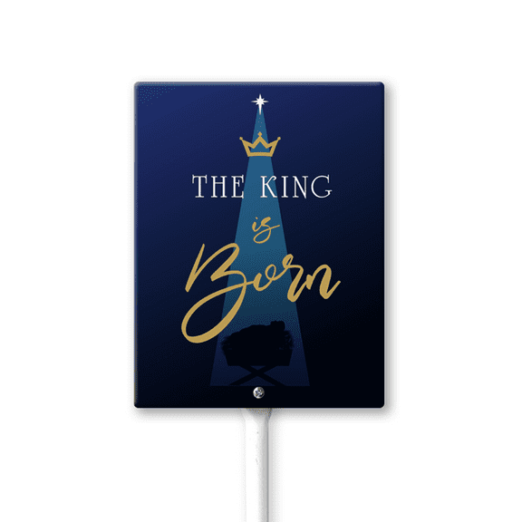 Christmas Yard Signs with Metal Stakes, 8×12 Inch Christmas Decorations Outdoor Yard, The King Is Born Holiday Xmas Garden Yard Supplies for Winter Party Outdoor Front Yard Lawn
