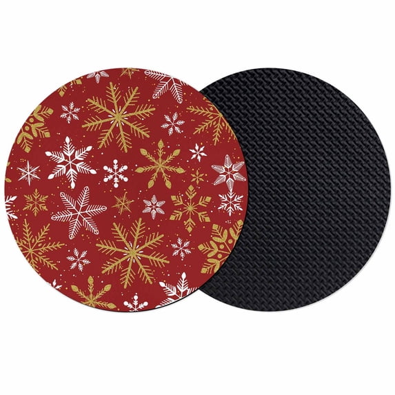 Christmas Yellow Snowflake Coasters Set of 2, Absorbent Coasters for Drinks, Winter Xmas Classic Red Coaster for Desk Coffee Table Protection, Home Decor House Warming Gifts 4"