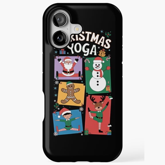 Christmas Yoga Festive Holiday Pattern Artwork iPhone Case 17 16 15 14 13 12 11 Pro Max