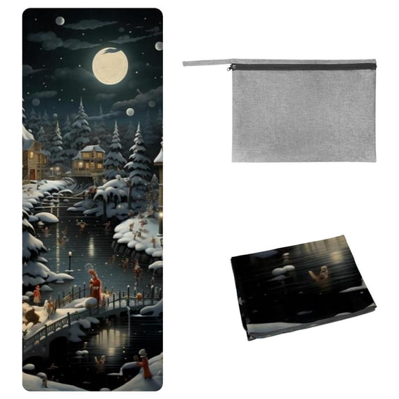 Christmas Yoga Mat Towel with Storage Bag, 72.8"x26.8", Suitable for Yoga, Pilates, Fitness, etc. - Yoga Mat Towel,Yoga Blanket,Yoga Towels