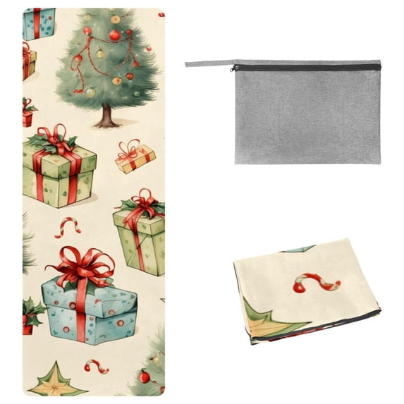 Christmas Yoga Towels with Storage Bag, 72.8"x26.8", Suitable for Yoga, Pilates, Fitness, Etc. Gym Towels for Workout, Towel Yoga Blanket, Microfiber Yoga Towel for Men/Women