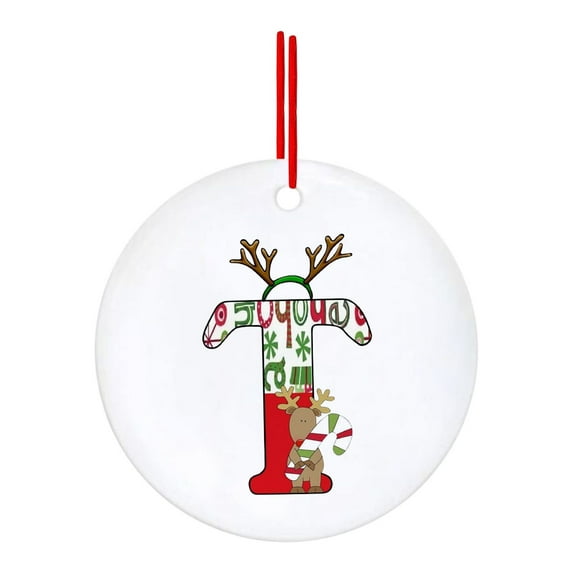 Christmas A to Z 26 Letter Ornament Christmas Tree Ornament Personalized Monogram Ornament Initial Alphabet Ornament Car Hanging Decoration Rearview Mirror Ornament