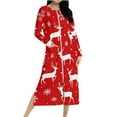 thumbnail image 1 of Christmas Zip Robe for Women Fleece Nightgown Long Sleeve Reindeer Print Flannel Sleepwear Warm Winter Loungewear, 1 of 8