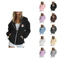 thumbnail image 1 of Christmas Zip Up Hoodies for Women Long Sleeve Xmas Santa Graphic Hooded Sweatshirt with Pockets Jacket Coat Outerwear, 1 of 7