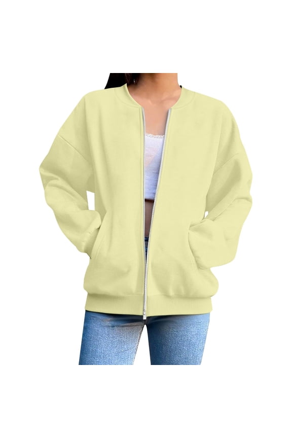 Christmas Zip up Jackets Women - Travel Casual Long Sleeve Full Zipper Sweatshirt No Hood