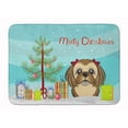 thumbnail image 1 of Christmas and Chocolate Brown Shih Tzu Machine Washable Memory Foam Mat, 1 of 2